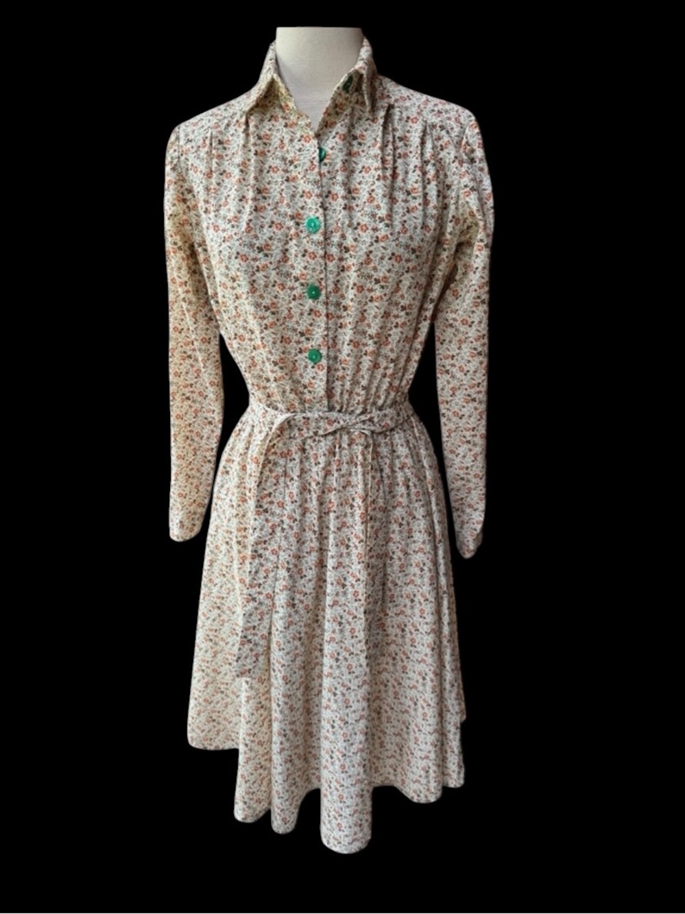 1960s Handmade Floral, Poly/Cotton Day Dress